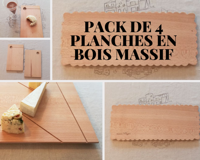 Pack de 4 planches à découper et présenter en bois massif wallon