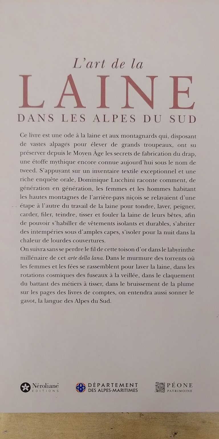 L'art de la laine dans les Alpes du Sud, un livre magnifique de Dominique Lucchini