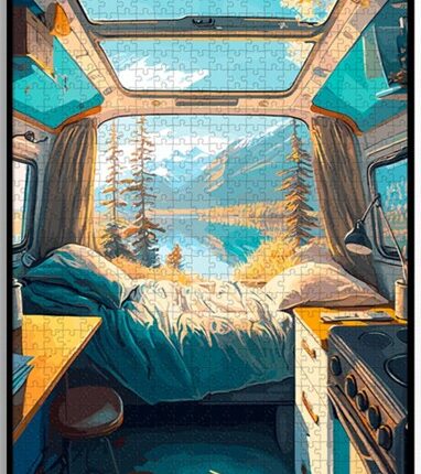 Puzzle en carton recyclé pour rêver à la Van Life